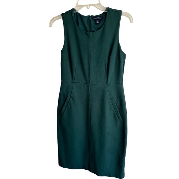Lands End Sheath Dress Pockets Sleeveless Knit Stretch Jumper Size 4 Green EUC - Picture 4 of 15